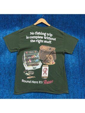 Rainier Beer Green T-Shirt Size Medium